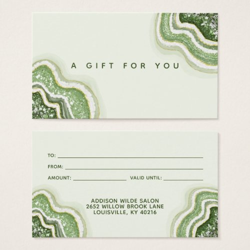 Emerald Green Glitter Agate Geode Luxe Gift Card