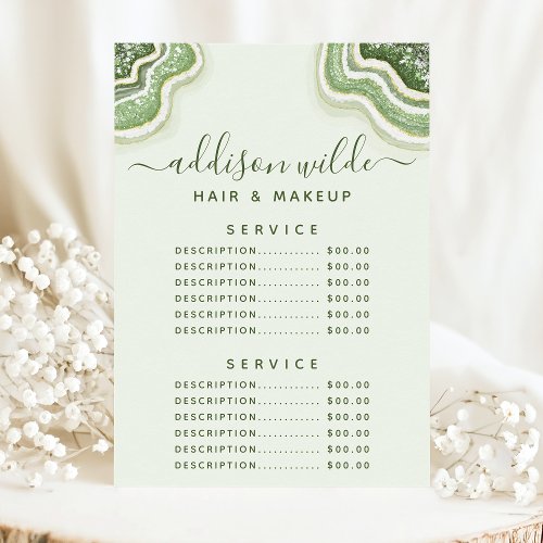 Emerald Green Glitter Agate Service Price Menu