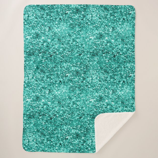 Emerald Green Glitter Birthday Sherpa Blanket (Front)
