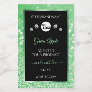 Emerald Green Glitter Black Product Labels Logo