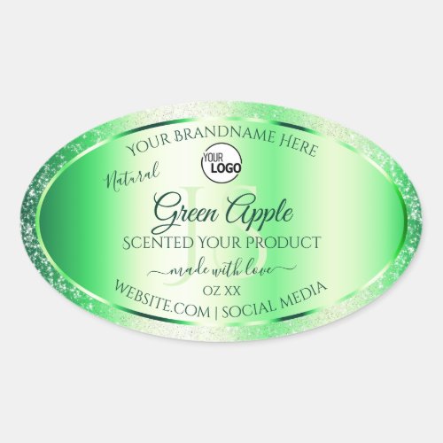 Emerald Green Glitter Product Labels Monogram Logo