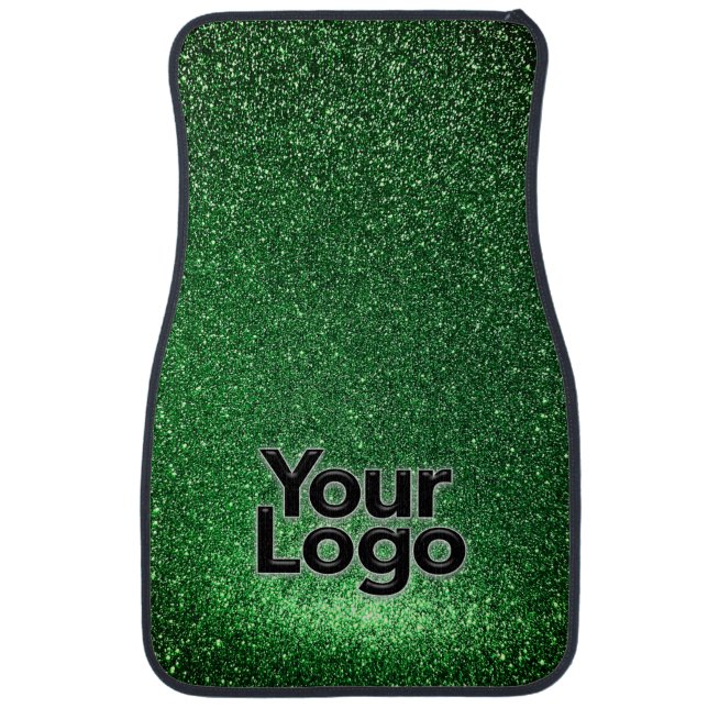 Emerald Green Glitter Simple Business Logo Classic Car Floor Mat (Front)