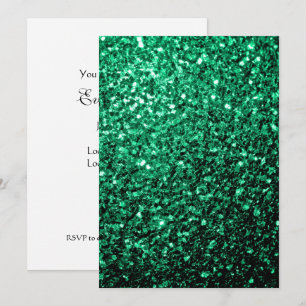 Emerald Green glitter sparkles Personalize Invitation