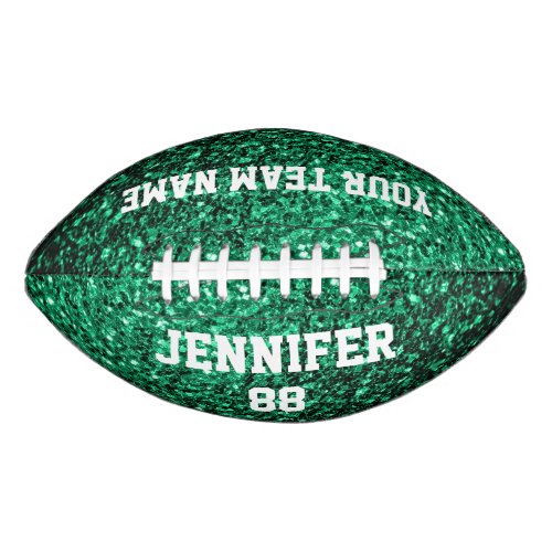 Emerald green glitter sparkles Your name Team Football