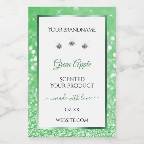 Emerald Green Glitter White Product Labels Jewels