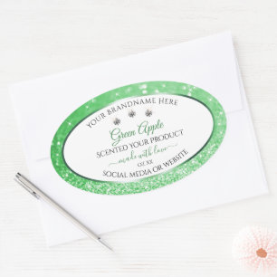 Emerald Green Glitter White Product Labels Jewels