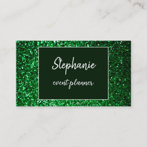 Emerald Green Glitter White Professional Luxury Business Card