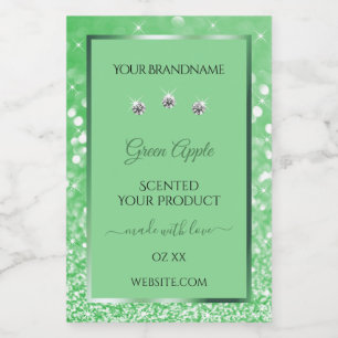 Emerald Green Glitters Product Labels Rhinestones