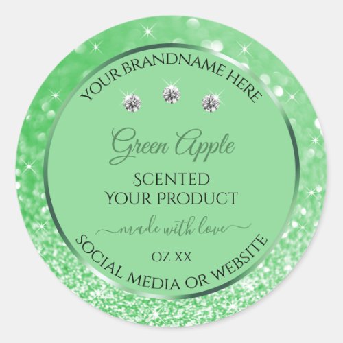 Emerald Green Glitters Product Labels Rhinestones