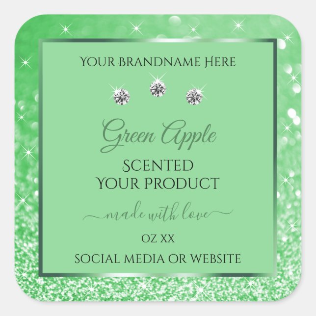 Emerald Green Glitters Product Labels Rhinestones (Front)