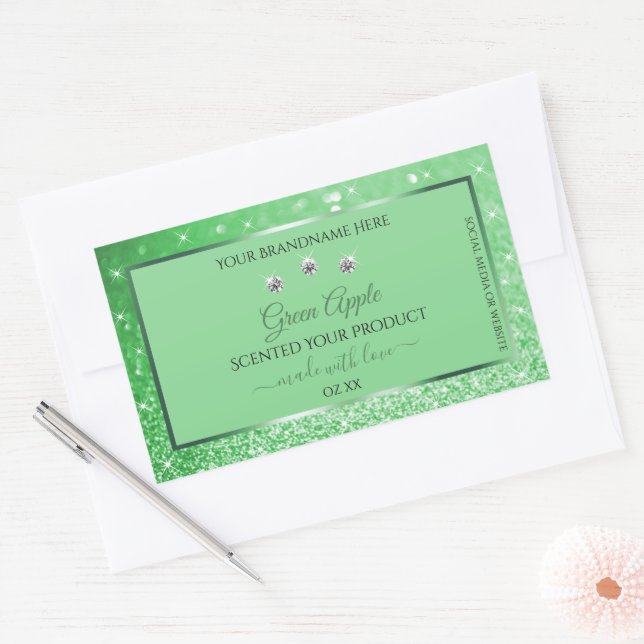 Emerald Green Glitters Product Labels Rhinestones (Envelope)