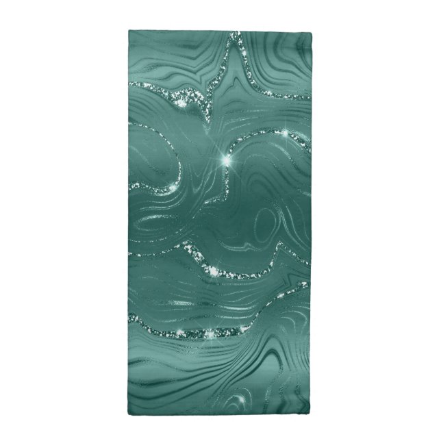 Emerald Green Glitzy Marble Cloth Napkin (Half Fold)