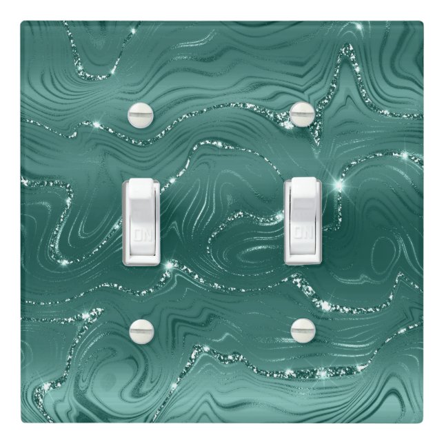 Emerald Green Glitzy Marble Light Switch Cover (In Situ)