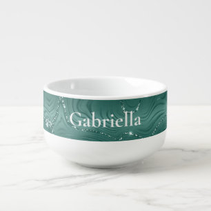 Emerald Green Glitzy Marble Soup Mug