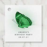 Emerald Green Glowing Butterfly and Damask Favor Tags