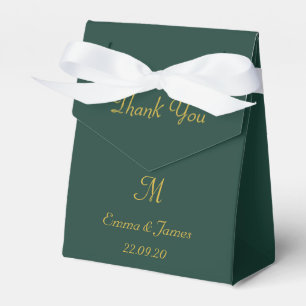 Emerald Green & God Monogram Wedding Thank You Favor Boxes