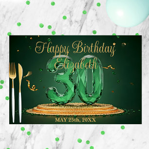 Emerald Green & Gold 30th Birthday Paper Placemat