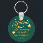 Emerald Green Gold 50 Birthday Thank You Favor    Keychain<br><div class="desc">50th birthday thank you favor gift keychain in classy emerald green with gold typography .</div>
