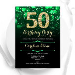 Emerald Green Gold 50th Birthday Invitation<br><div class="desc">50th birthday party invitation. Elegant emerald green and black design with faux glitter gold. Features stylish diamonds, bokeh lights and script font. Men or women bday invite. Perfect for a stylish adult birthday party. Personalize with your own details. Message me if you need further customization. Printed Zazzle invitations or instant...</div>