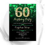 Emerald Green Gold 60th Birthday Invitation<br><div class="desc">60th birthday party invitation. Elegant emerald green and black design with faux glitter gold. Features stylish diamonds, bokeh lights and script font. Men or women bday invite. Perfect for a stylish adult birthday party. Personalize with your own details. Message me if you need further customization. Printed Zazzle invitations or instant...</div>