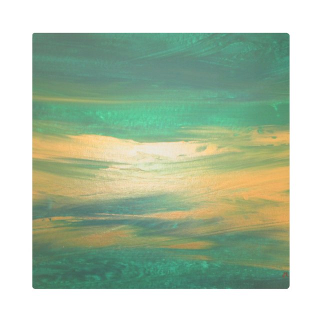 Emerald Green Gold Abstract Art Contemporary  (Front)