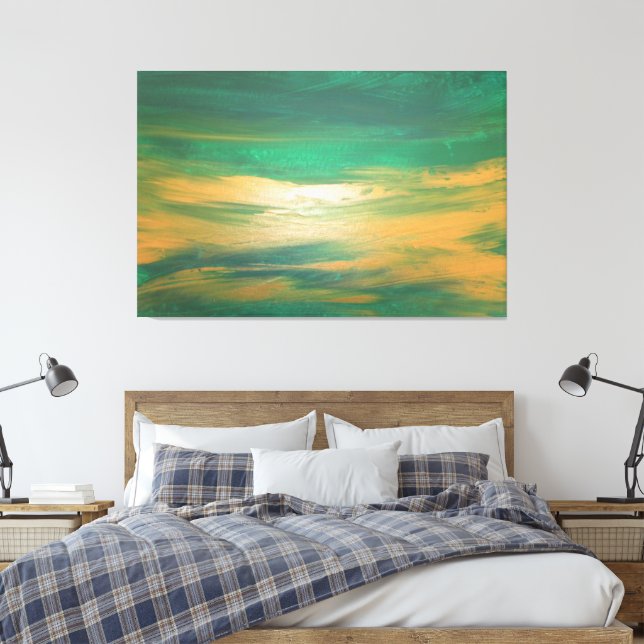 Emerald Green Gold Abstract Art Contemporary  Canvas Print (Insitu(Bedroom))