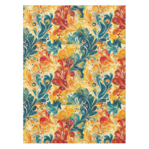 Emerald Green & Gold Abstract Paisley Leaves (3) Tablecloth