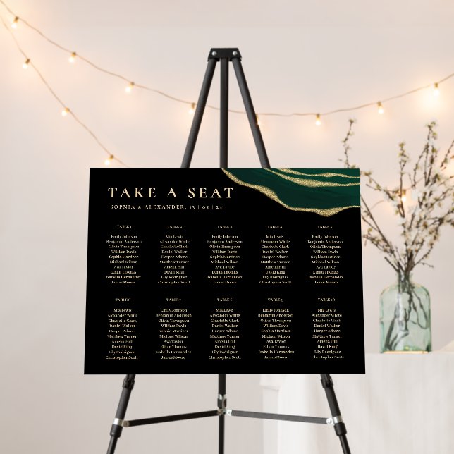 Emerald green gold agate, black wedding  foam board (In Situ (Stand))