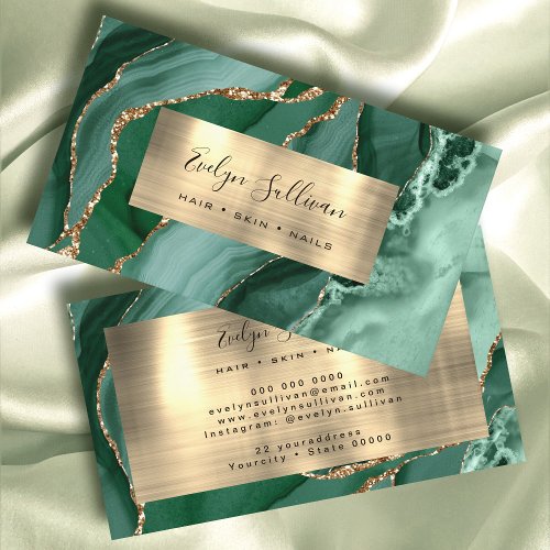 Emerald Green Gold Agate Business Card