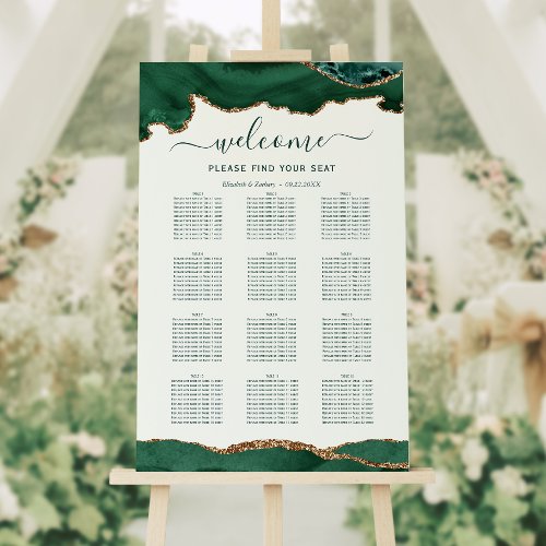 Emerald Green Gold Agate Ivory Wedding Seating Foam Board