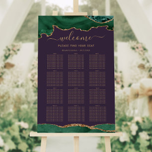 Emerald Green Gold Agate Purple Wedding Seating Foam Board