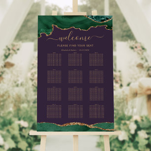 Emerald Green Gold Agate Purple Wedding Seating Foam Board