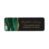 Emerald Green Gold Agate Wedding Return Address Label (Front)