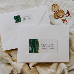 Emerald Green Gold Agate Wedding Return Address Label