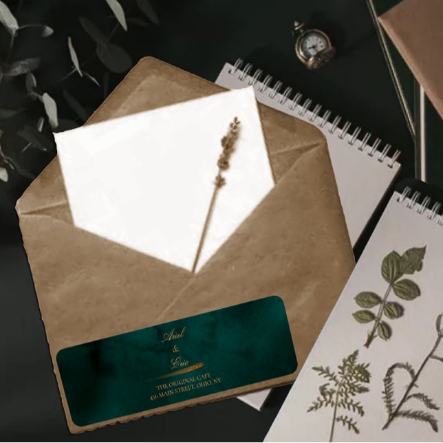 Emerald Green Gold Agate Wedding Return Address Label (Creator Uploaded)