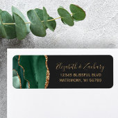 Emerald Green Gold Agate Wedding Return Address Label