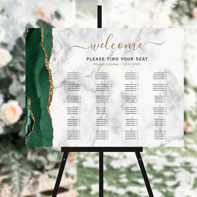 Emerald Green Gold Agate Wedding Seating Foam Board (Creator Uploaded)