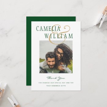Emerald Green Gold Ampersand Wedding PHOTO Invitation