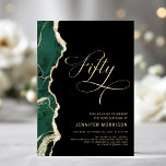 Emerald Green Gold Black Agate 50th Birthday Invitation<br><div class="desc">The Emerald Green Gold Black Agate 50th Birthday Invitation combines luxurious emerald green,  elegant gold,  and bold black agate patterns to create a sophisticated and striking design. This high-end invitation is perfect for celebrating a milestone 50th birthday,  offering a contemporary and stylish look for a memorable event.</div>