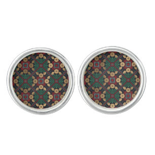 Emerald Green & Gold Bohemian Cufflinks