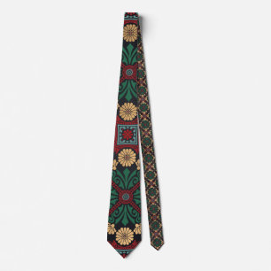 Emerald Green & Gold Bohemian Neck Tie