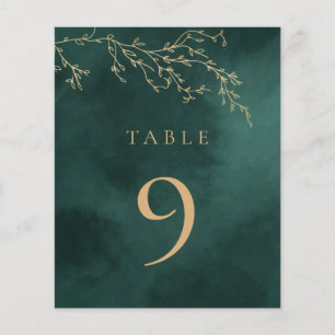 Emerald Green & Gold Botanic Wedding Table Numbers