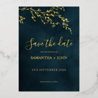 Emerald Green & Gold Botanical Save the Date