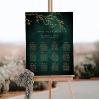 Emerald Green & Gold Botanical Seating Chart