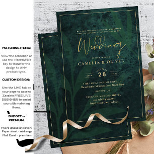 Emerald Green Gold Budget Wedding Invitation