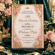 Emerald Green Gold Butterfly Quinceañera 15th