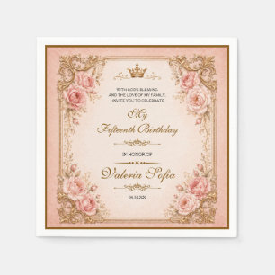 Emerald Green Gold Butterfly Quinceañera 15th  Napkins
