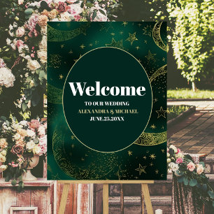 Emerald Green Gold Celestial Wedding Foam Board