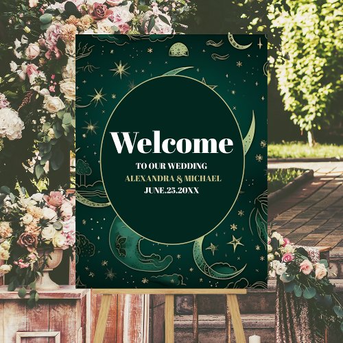 Emerald Green Gold Celestial  Wedding Foam Board