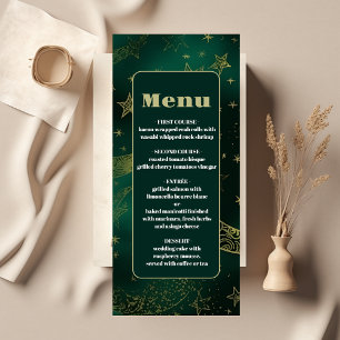 Emerald Green Gold Celestial Wedding Menu